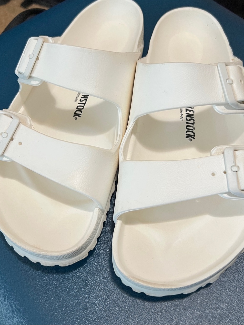 Birkenstock White Two-Strap EVA Slide Sandals